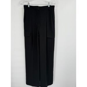 Ba&sh Pants Womens Black Pleated Trousers Wide Leg High Rise Cargo NWOT 36 (26)